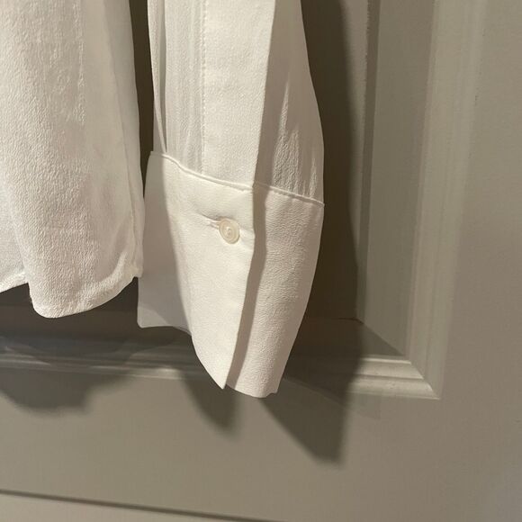 Mango White Button Down Shirt with Tie Neck, size 8 - Picture 9 of 12